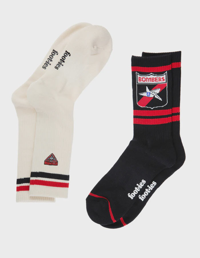 Essendon Bombers Sneaker Sock - Pack Of 2