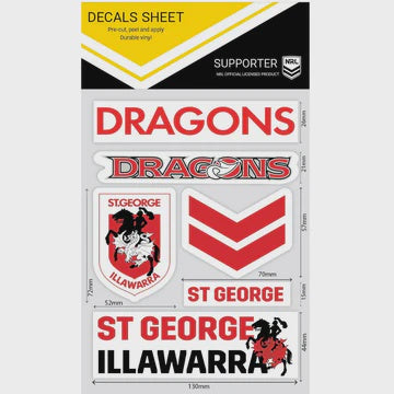 St George Illawarra Dragons Decals Sheet