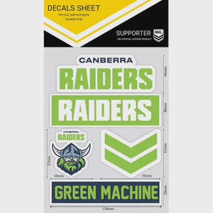 Canberra Raiders Decals Sheet