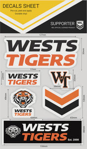 West Tigers Decals Sheet