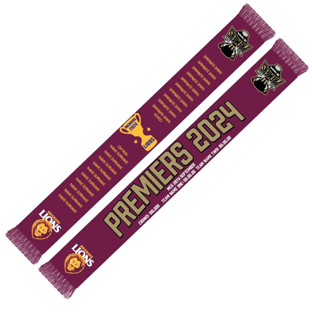 Brisbane Lions 2024 Premiers Supporter Scarf