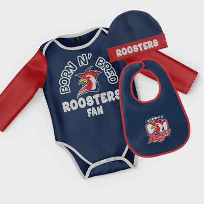 Sydney Roosters "Born & Bred" 3pc Baby Set