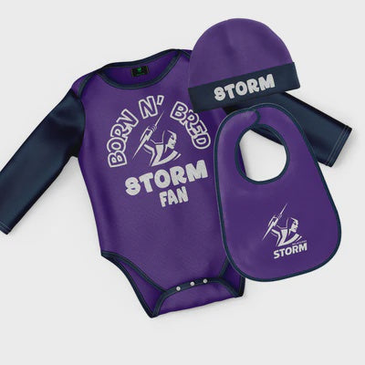 Melbourne Storm "Born & Bred" 3pc Baby Set