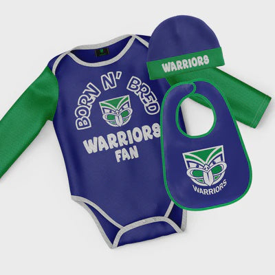 New Zealand Warriors "Born & Bred" 3pc Baby Set