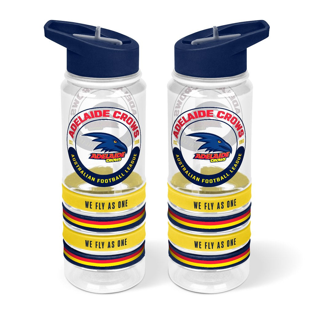 Adelaide Crows Clear Tritan Drink Bottle With Bands