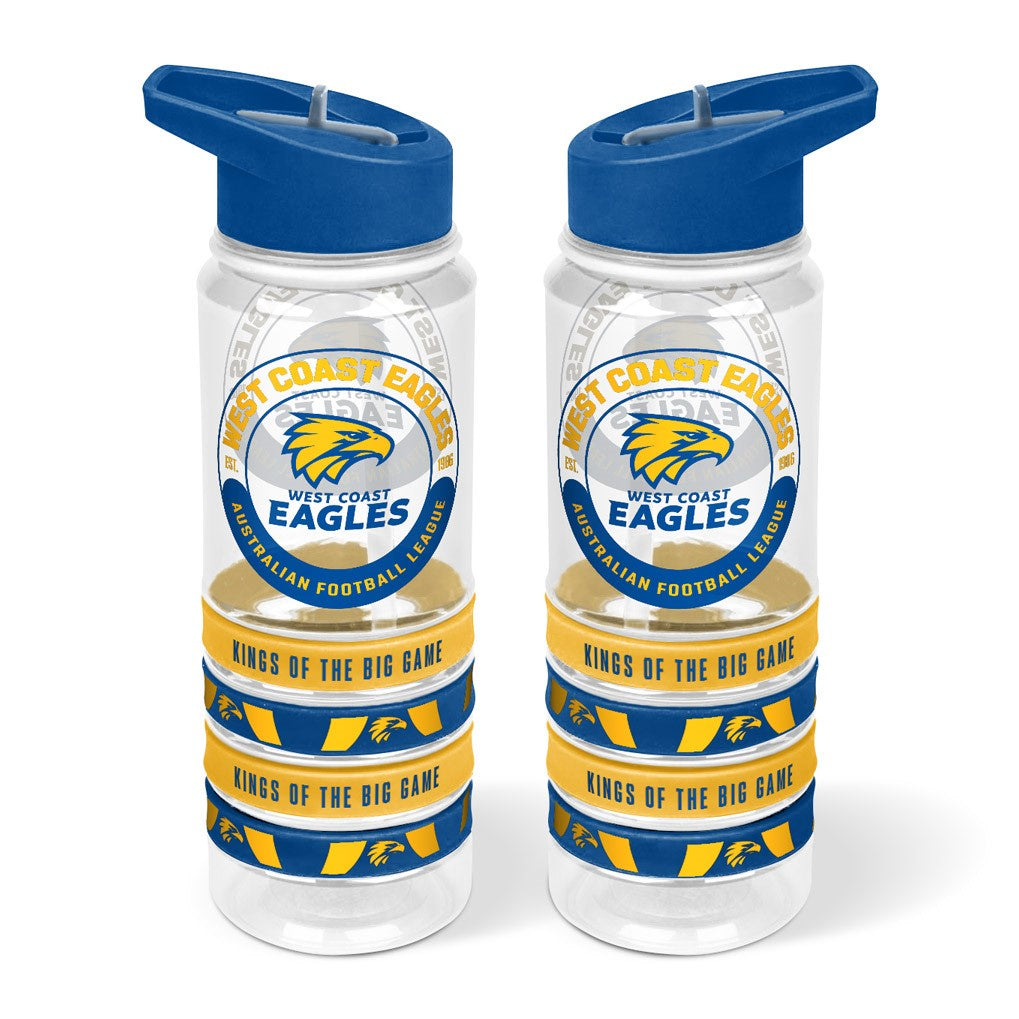 West Coast Eagles Clear Tritan Drink Bottle With Bands