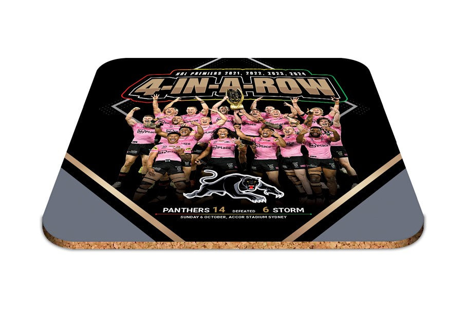 Penrith Panther 2024 Premiership - 4 In A Row Coaster Set