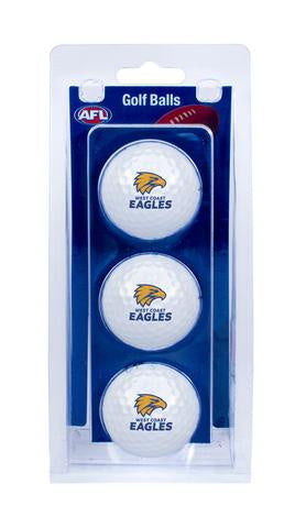 West Coast Eagles 3 Ball Golf Pack