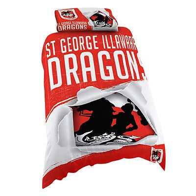 St George Illawarra  Dragons Single Quilt Cover