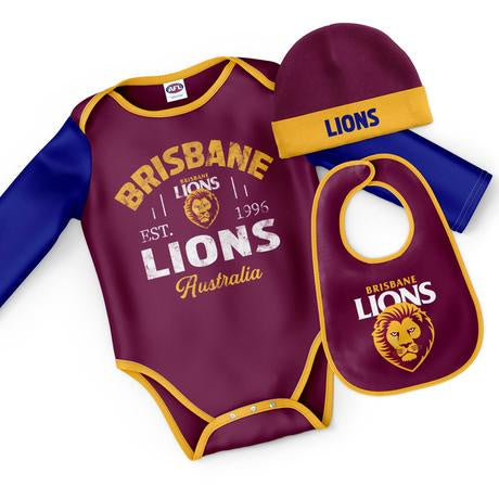 Brisbane Lions Baby  Bodysuit Gift Set