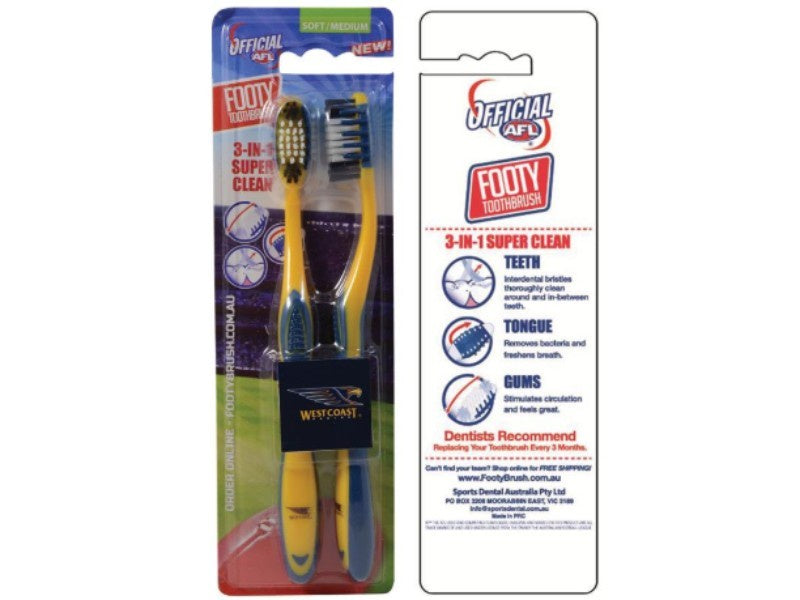 West Coast Eagles Toothbrush Twin Pack