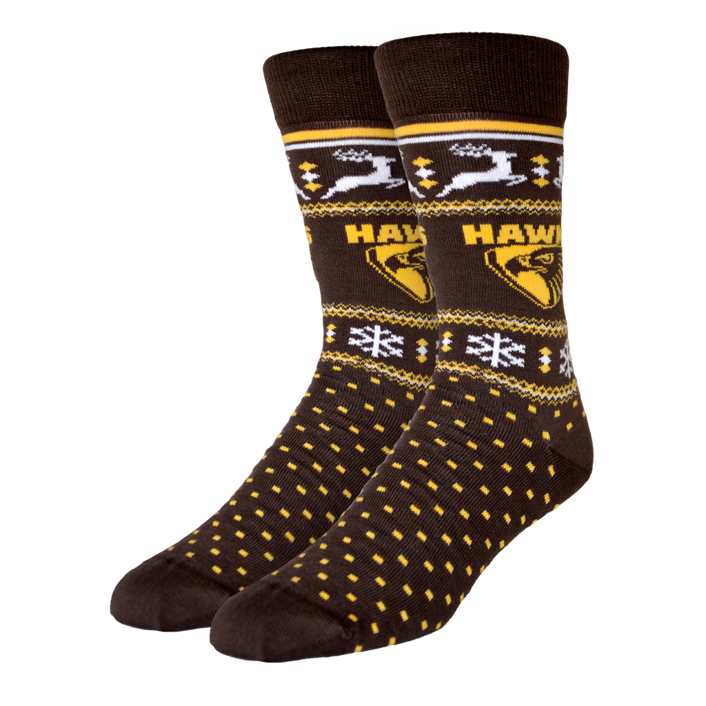 Hawthorn Hawks Adult Christmas Socks