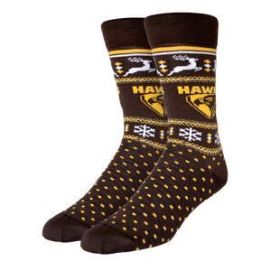 Hawthorn Hawks Adult Christmas Socks