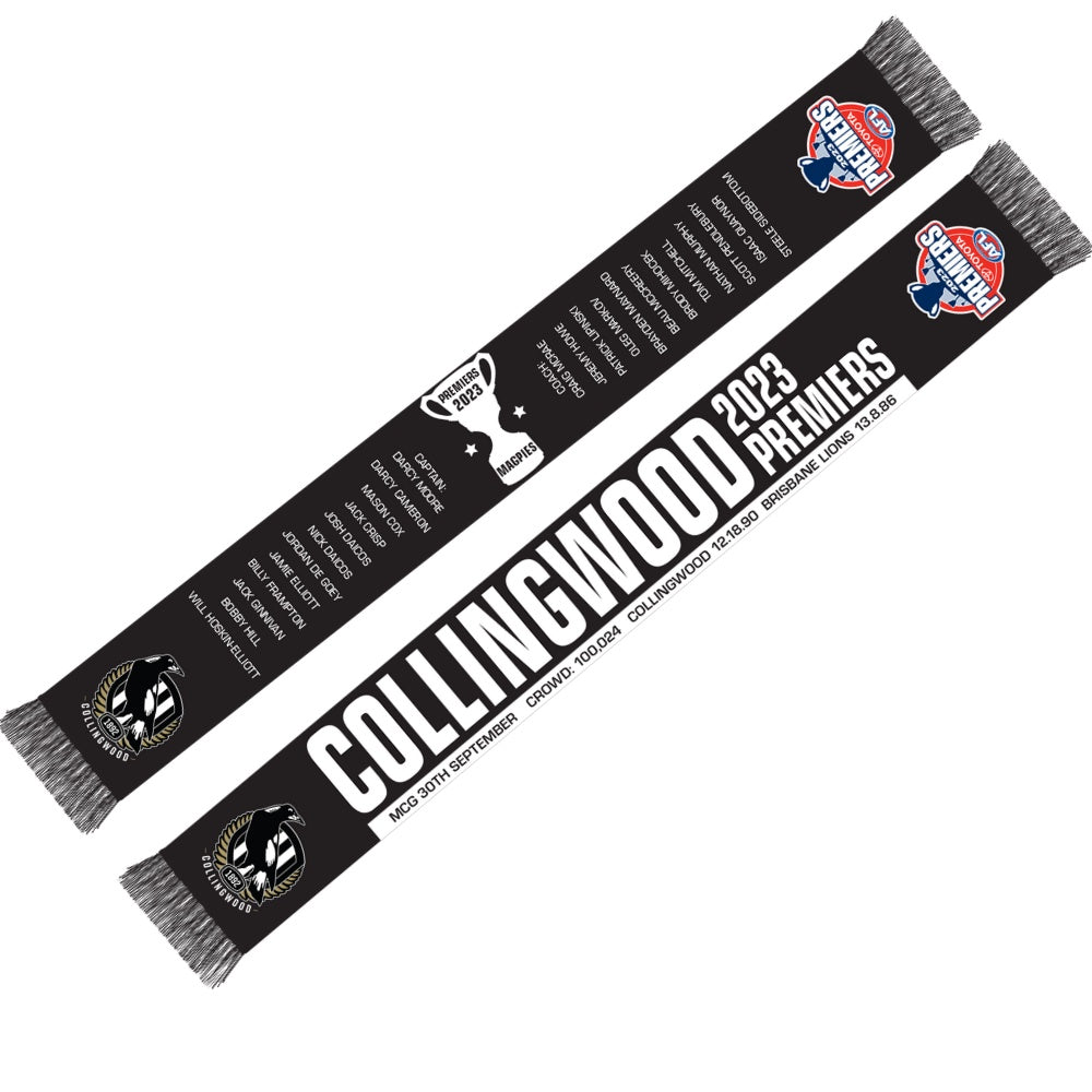 Collingwood Magpies 2023 Premiers Supporter Scarf